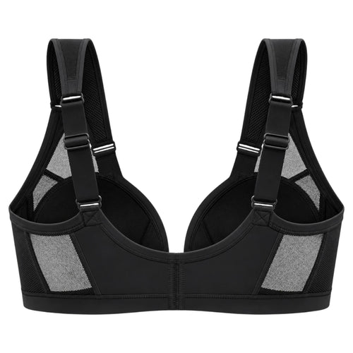 Black Front Closure Support Bra with Adjustable Straps