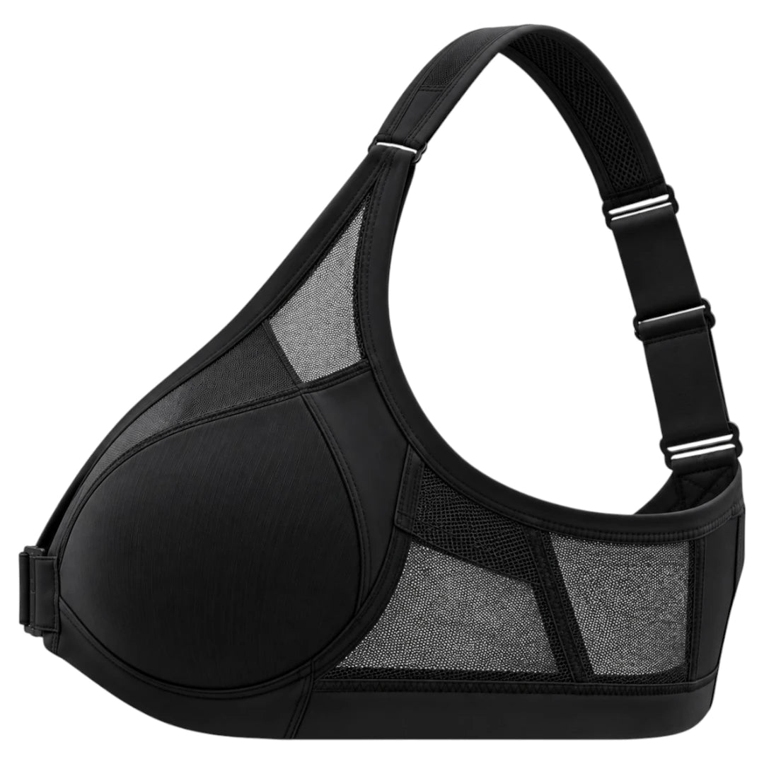 Black Front Closure Support Bra with Adjustable Straps