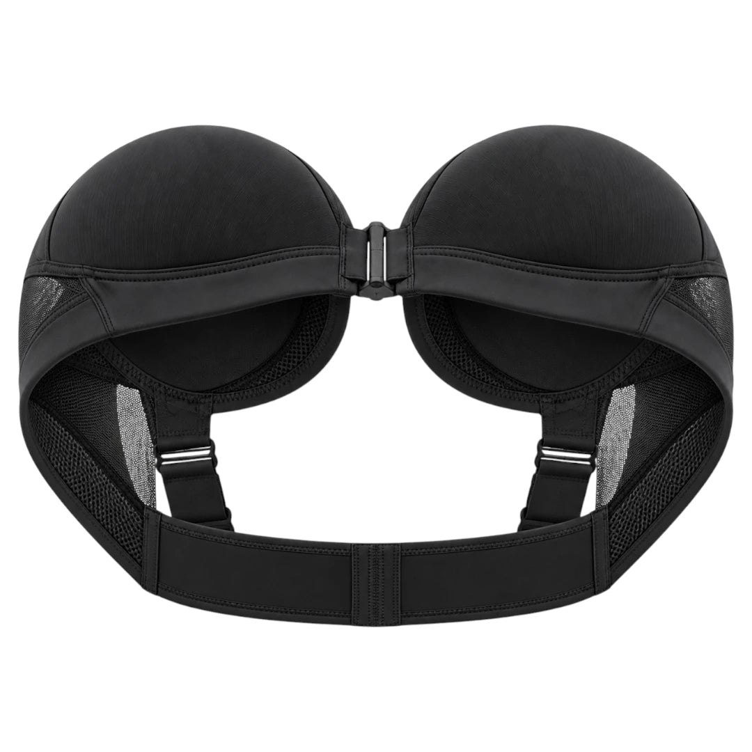 Black Front Closure Support Bra with Adjustable Straps