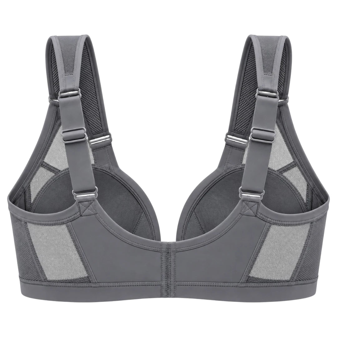 Charcoal Gray Front Closure Support Bra for Women