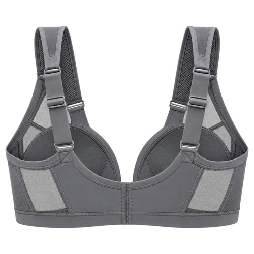 Charcoal Gray Front Closure Support Bra for Women