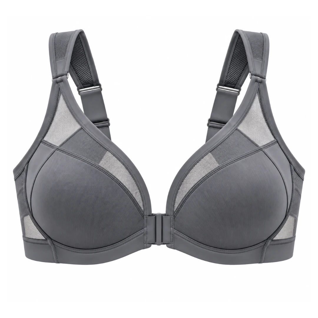 Charcoal Gray Front Closure Support Bra for Women