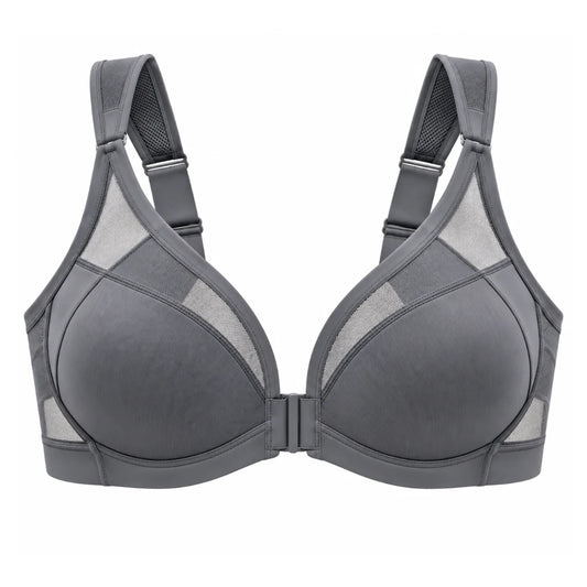 Charcoal Gray Front Closure Support Bra for Women