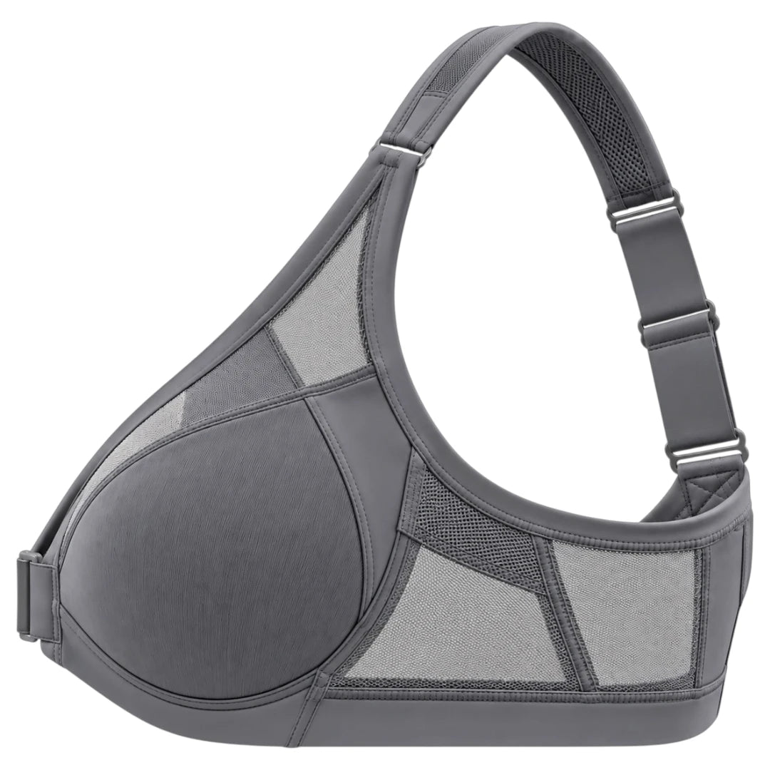 Charcoal Gray Front Closure Support Bra for Women
