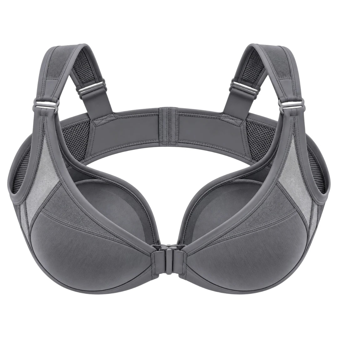 Charcoal Gray Front Closure Support Bra for Women