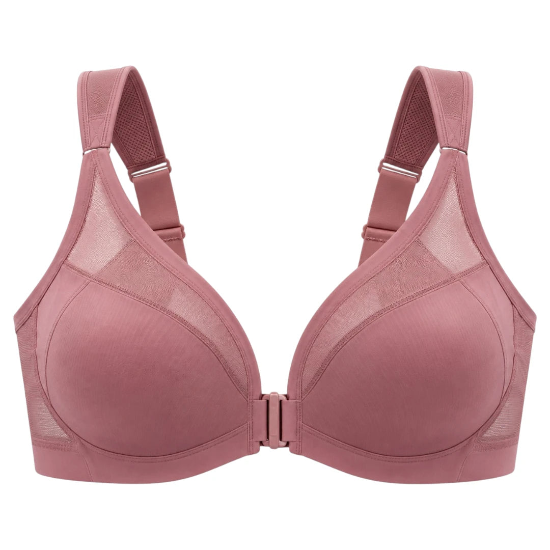 Dusty Rose Front Closure Support Bra for Women