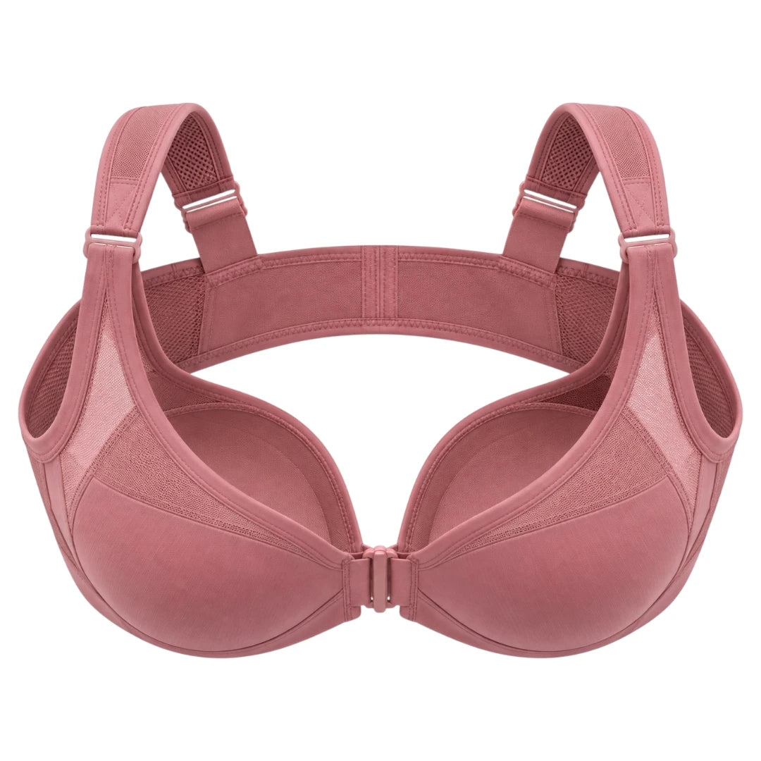 Dusty Rose Front Closure Support Bra for Women