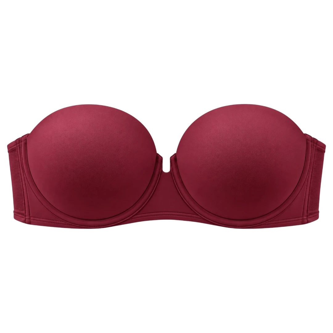 My Store Women's Burgundy Seamless Padded Strapless Bra