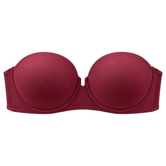My Store Women's Burgundy Seamless Padded Strapless Bra