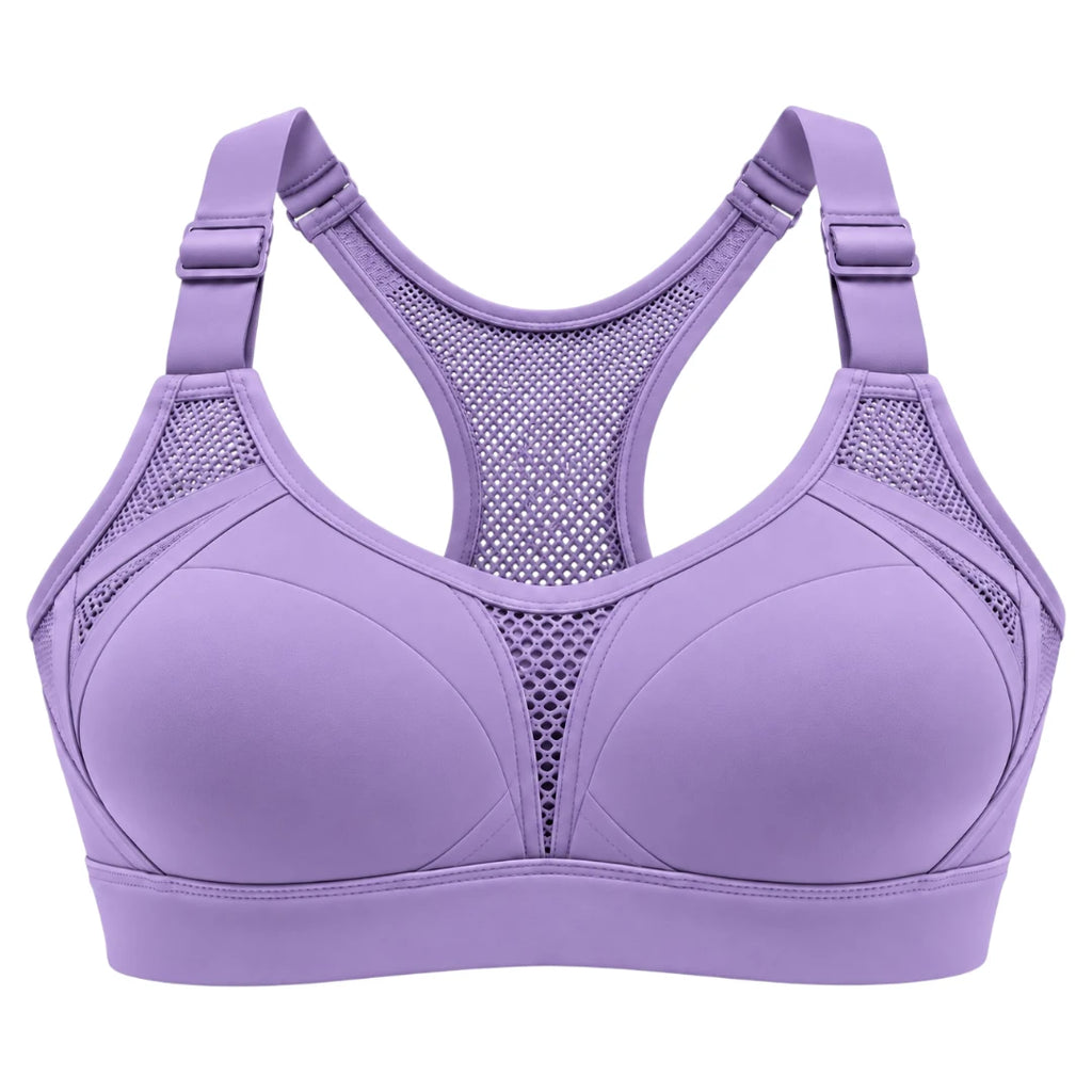 My Store Women's Lavender Mesh Padded Racerback Sports Bra