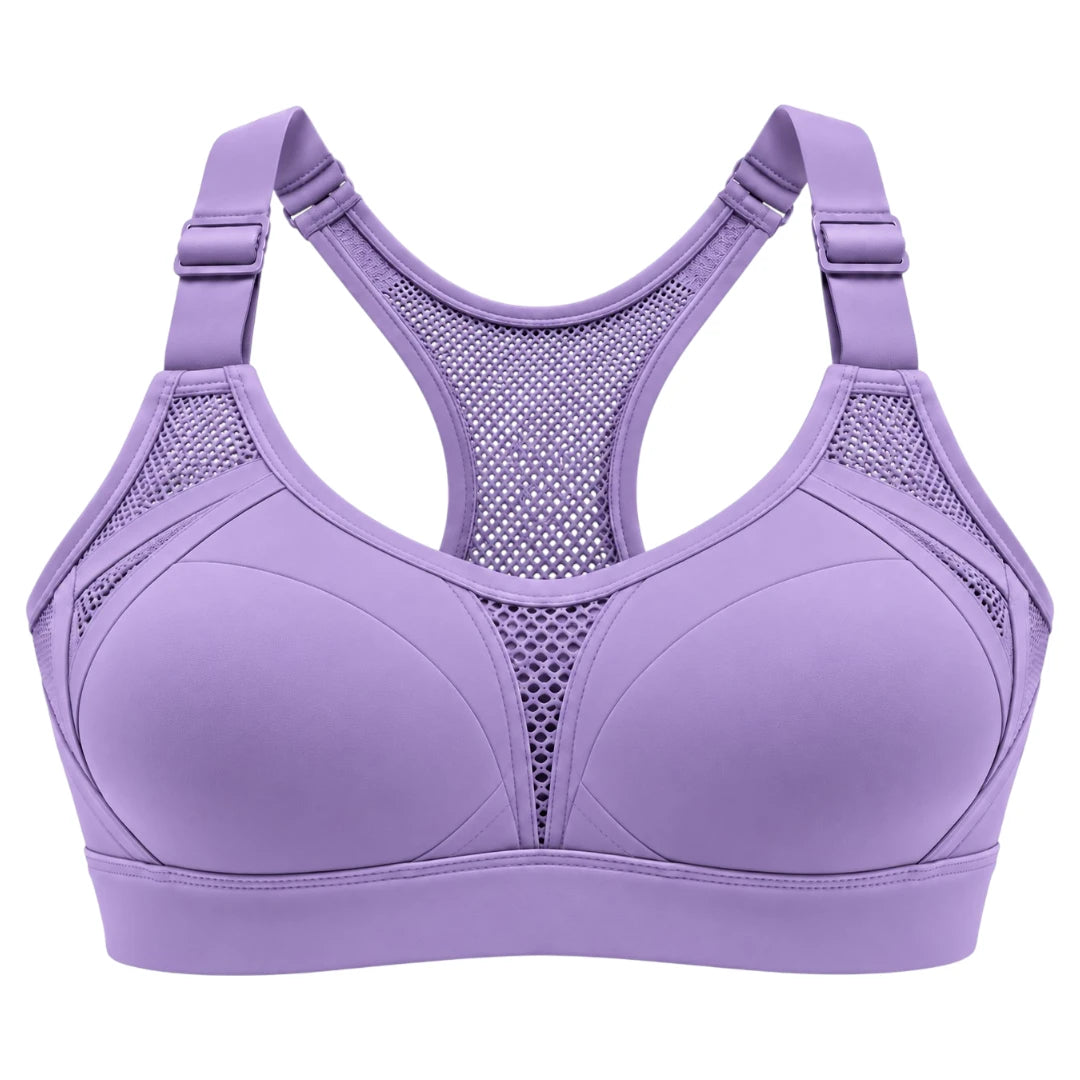My Store Women's Lavender Mesh Padded Racerback Sports Bra
