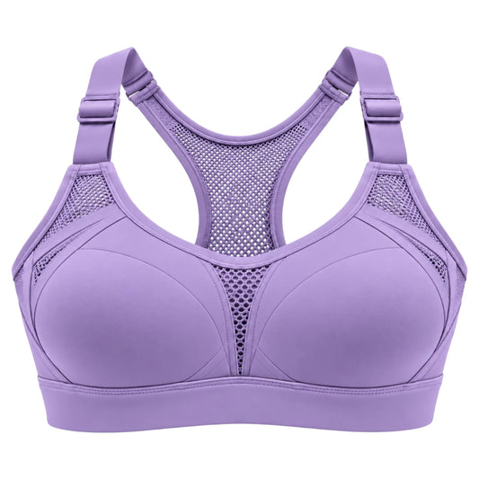 My Store Women's Lavender Mesh Padded Racerback Sports Bra