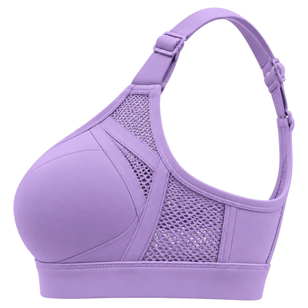 My Store Women's Lavender Mesh Padded Racerback Sports Bra