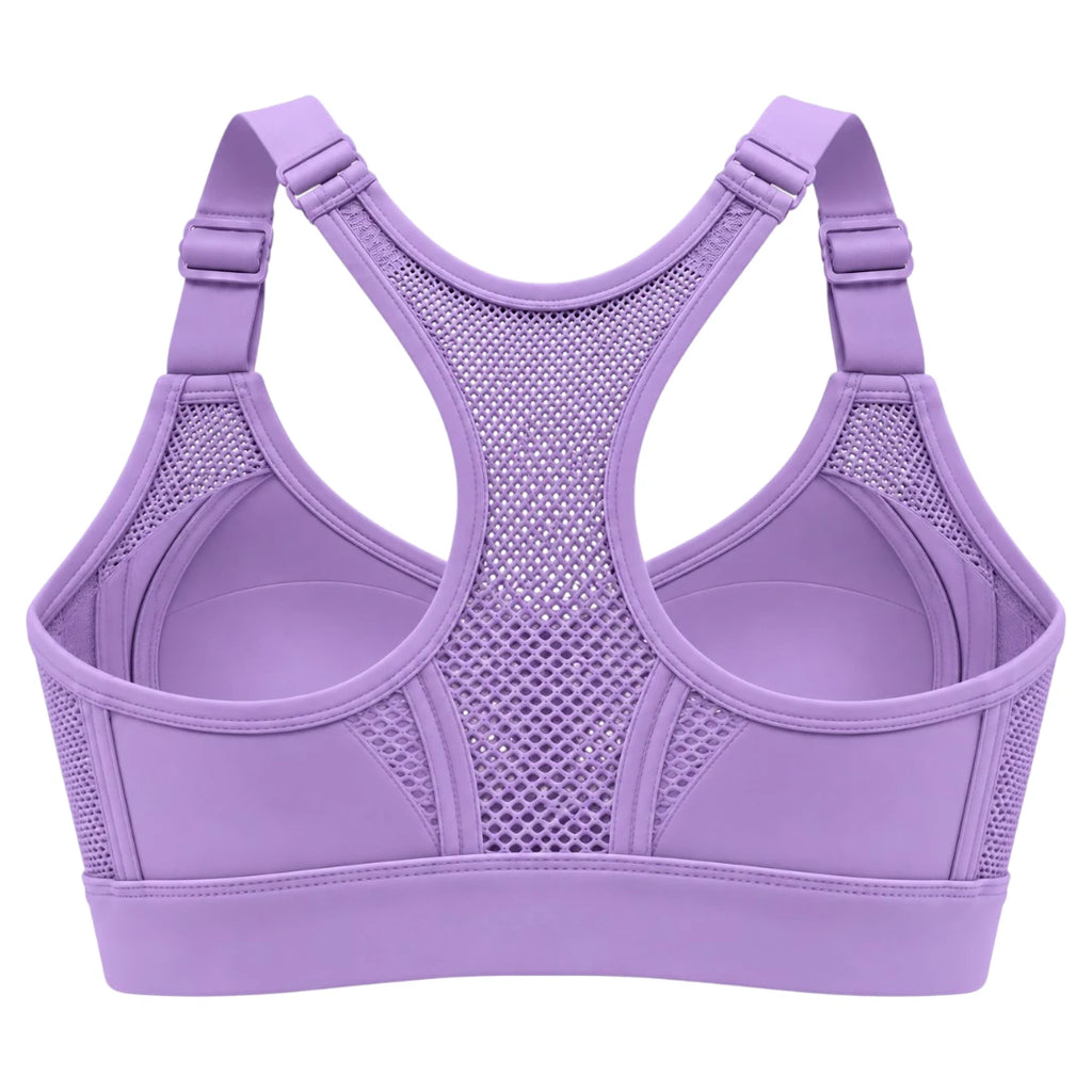 My Store Women's Lavender Mesh Padded Racerback Sports Bra
