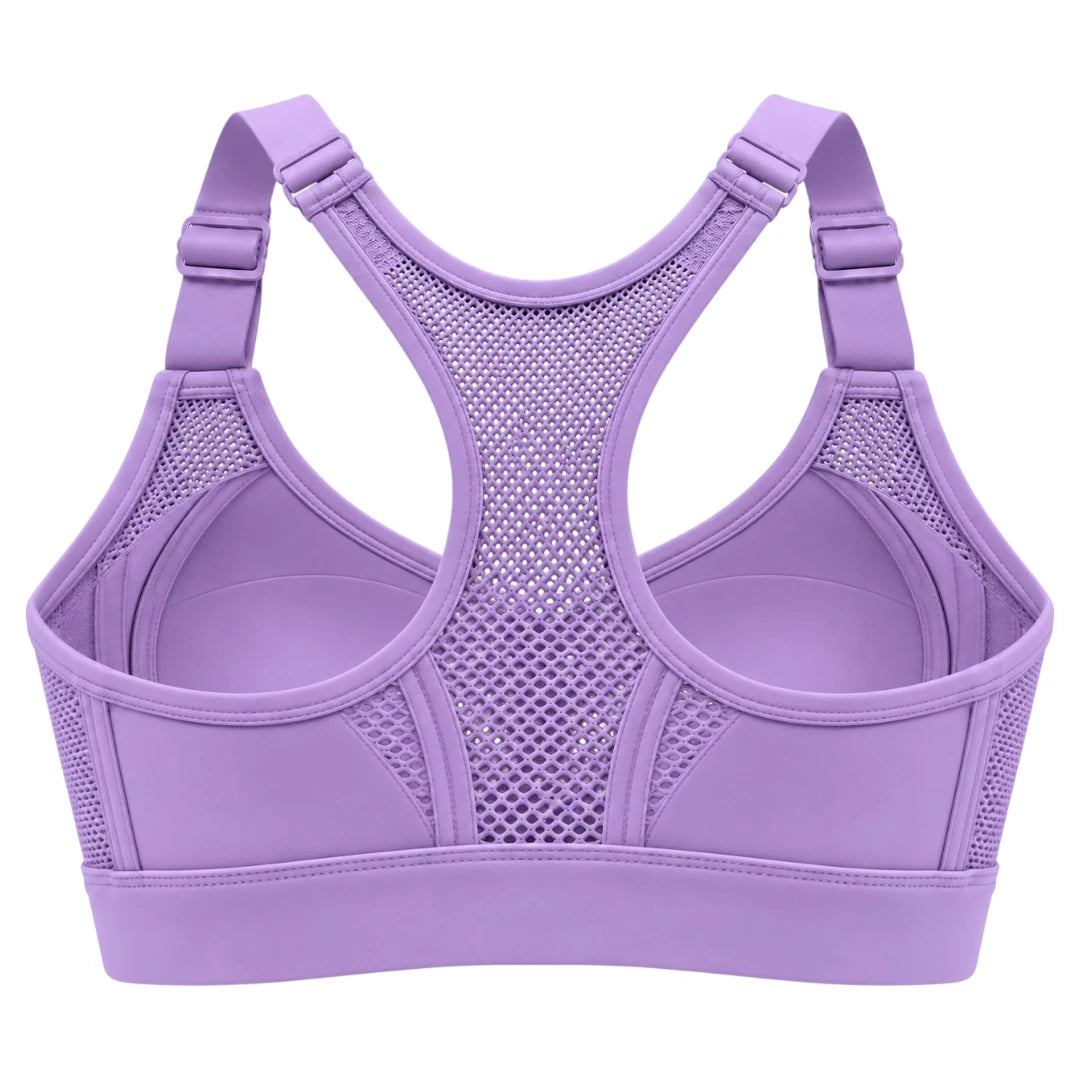 My Store Women's Lavender Mesh Padded Racerback Sports Bra