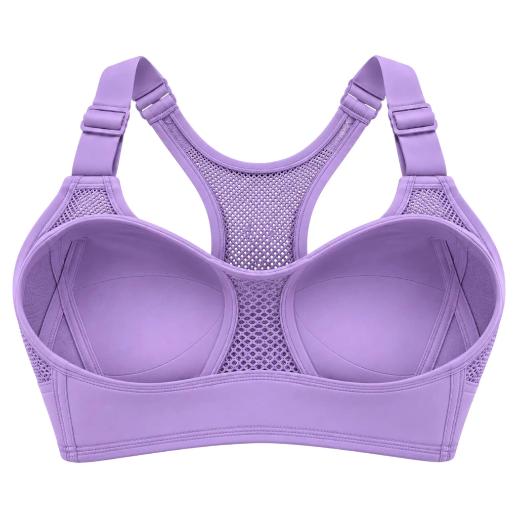 My Store Women's Lavender Mesh Padded Racerback Sports Bra