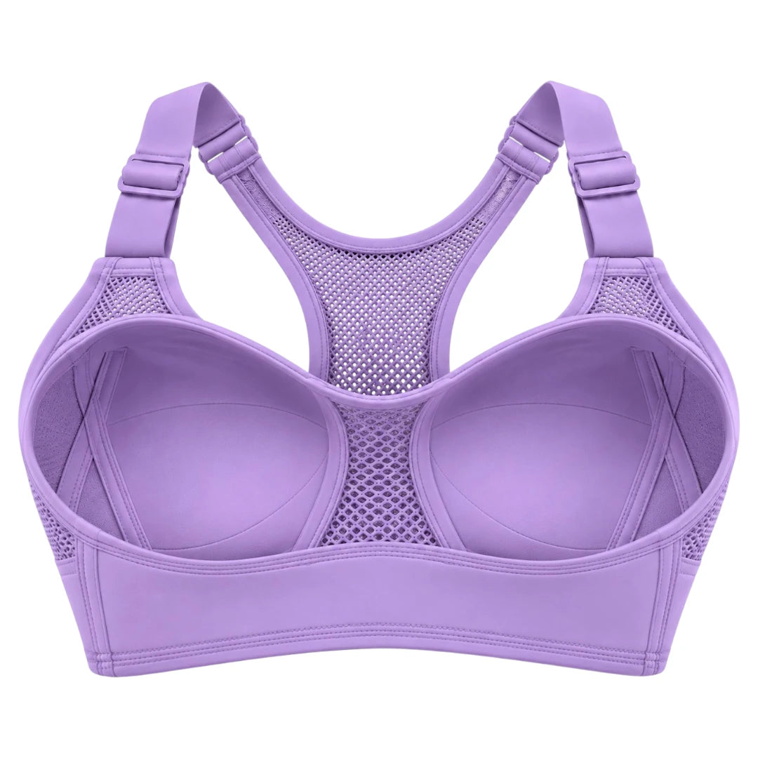 My Store Women's Lavender Mesh Padded Racerback Sports Bra